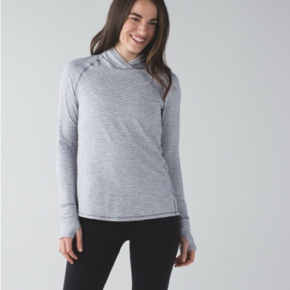 LULULEMON Warm Your Core Striped Heathered Slate White Size 4 - Picture 1 of 14